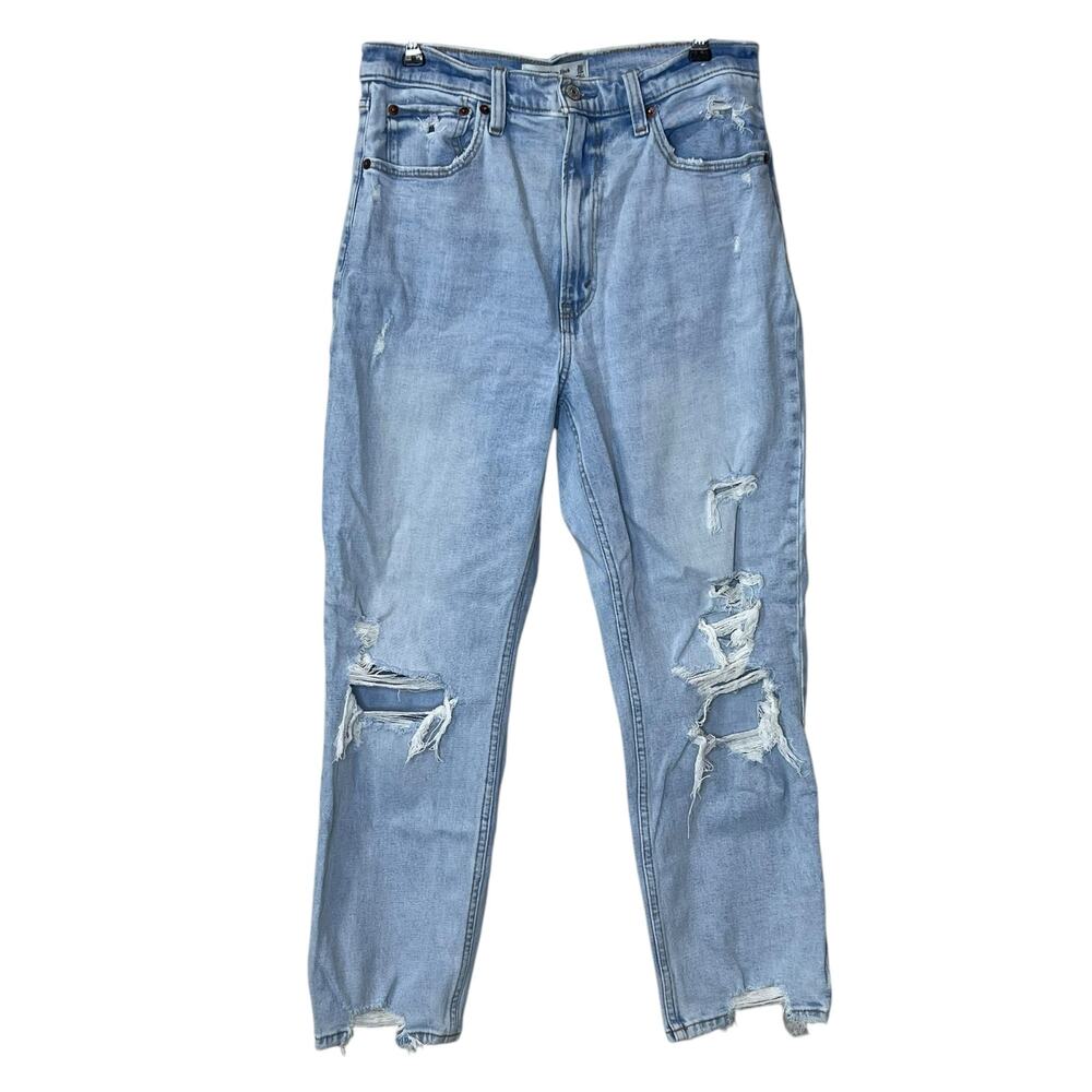Abercrombie The Ankle Straight Ultra High Rise Distressed Jean Blue Women 30/10R